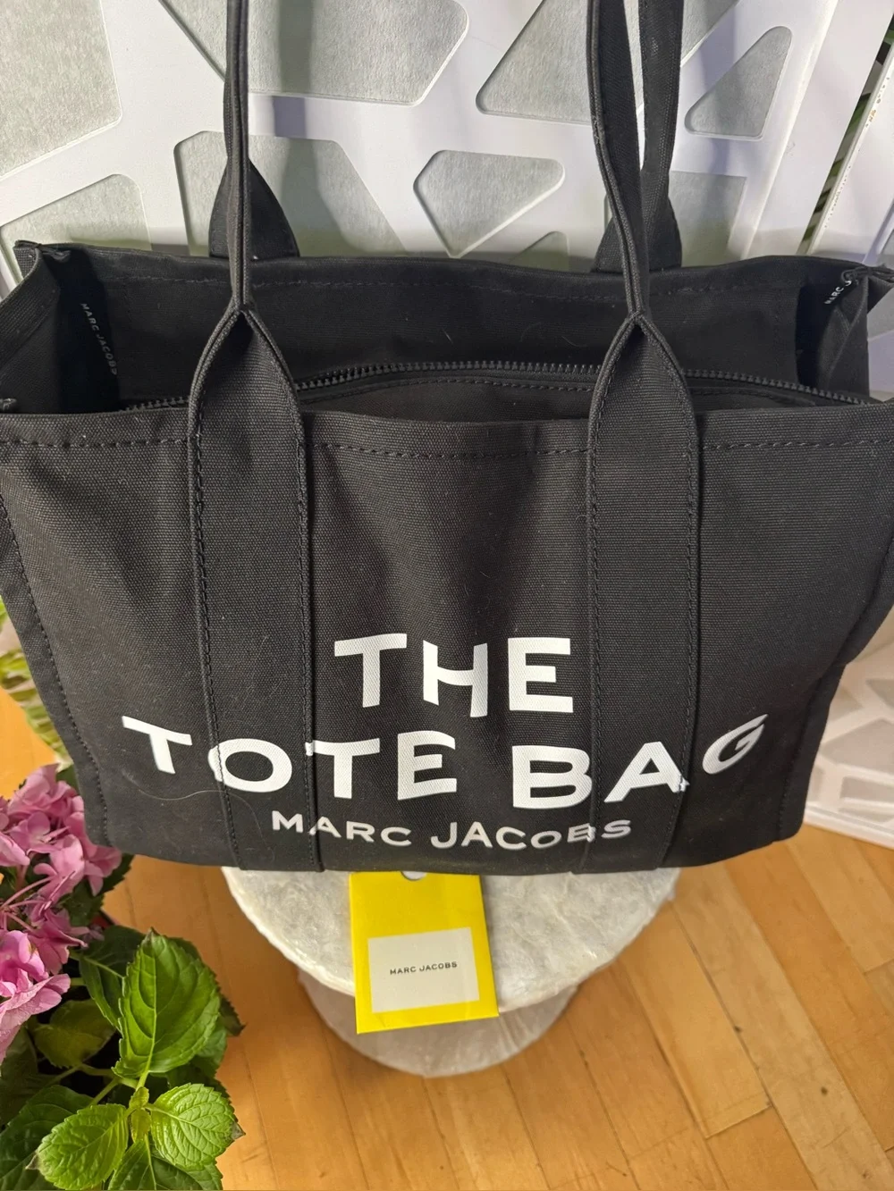 Marc Jacobs Black Canvas 'The Tote Bag' with White Logo